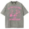 T-shirt da Donna Rosa da Ragazza con Stampa Ritratto Cotone Lavato Ampia Manica Corta Moda American Sweetheart Top Estivo