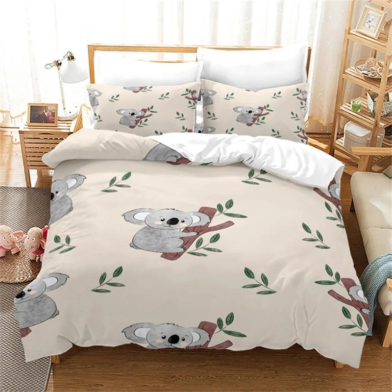 Cartoon Koala Duvet Cover Microfiber Cute Animal Print Queen King Size for Boys Girls Kids Room Decor