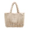 Plush Shoulder Bag Women Fuzzy Tote Fluffy Handbag Solid Color Furry Purse
