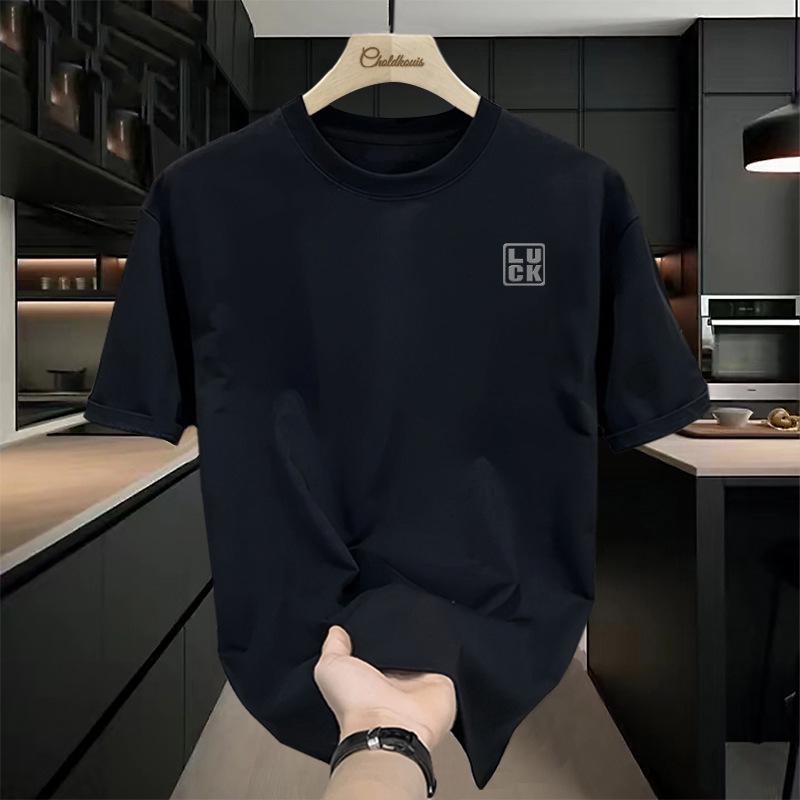 Męski letni T-shirt z krótkim rękawem ze 100% bawełny o dużej gramaturze – modny luźny krój 2025
