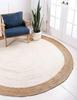Aizza Trends Indian Handmade Braided Inner White Natural Jute Area Rug- Jute Rug- Dining Room- Living Room