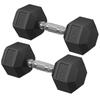 SONGMICS Dumbbell Set, Pair of Hexagonal Dumbbells, Total 20 Kg, Workout, Fitness Training, Weightlifting At Home, Gym, Ink Black