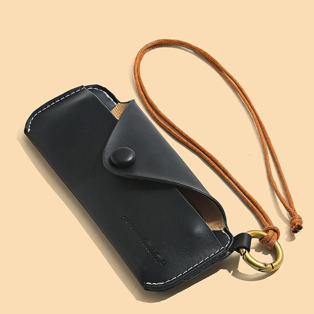 Snap-fastener Sunglasses Bag PU Leather Eyewear Protector Solid Color Eyeglass Pouch  Boys Girls