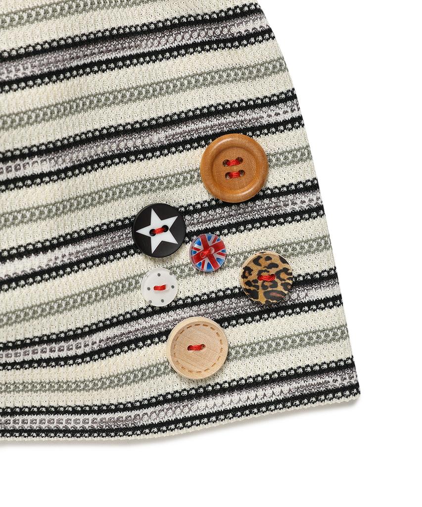 CAVISH Striped Button Beanie Ivory(Cv2Gsuab21A)
