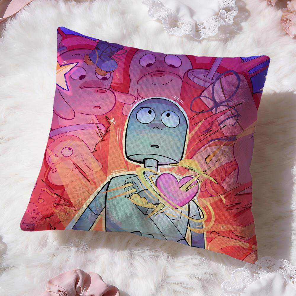 Funny Cartoon Robot Dreams Cushion Cover Premium Comfort Reversible Pillow Cove -Two In One Design for Any Room & Car Interior