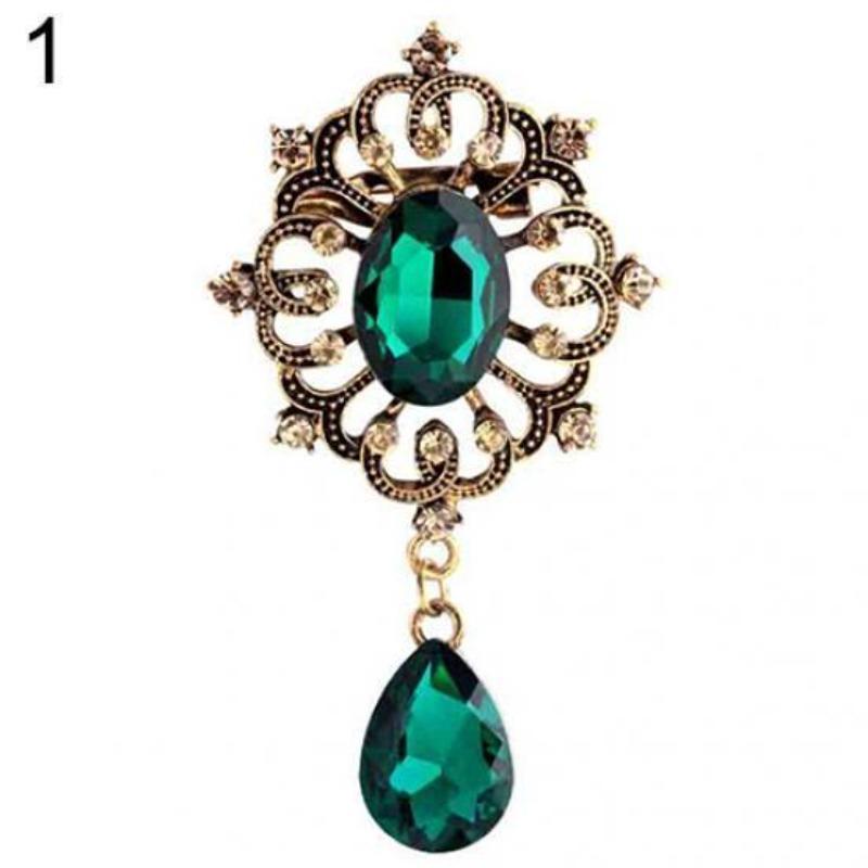 Luxuriöse Damen-Brosche mit Strass-Legierung, großer Wassertropfen-Anhänger, Party-Schmuck