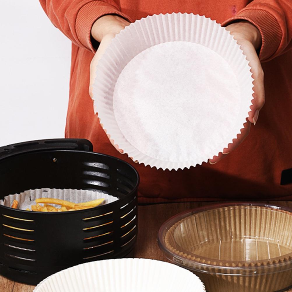 50 100 Stück Heißluftfritteuse Pergamentpapier Einleger Hochtemperatur Wasserdicht Fettabweisend Backpapier für Ofen Heißluftfritteuse
