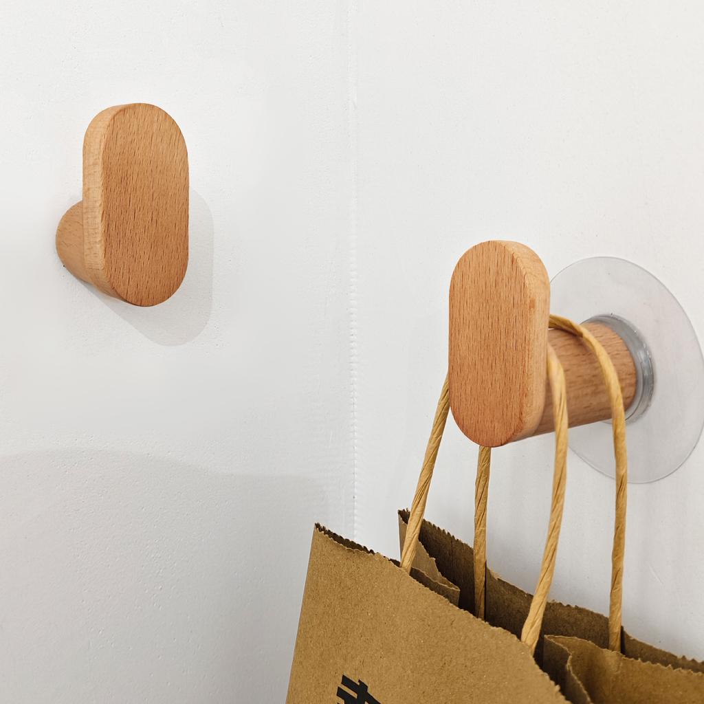 Eenvoud, beukenhouten haken, hoefijzervormige kledinghaken, wandhaken achter deuren, niet-perforerende haken voor kleding en hoeden, slaapkamerwandhaken