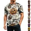 Men's Casual Quick-Dry Breathable Mesh Short Sleeve T-Shirt Lightweight Round Neck Halloween Print Design Comfortable Fit