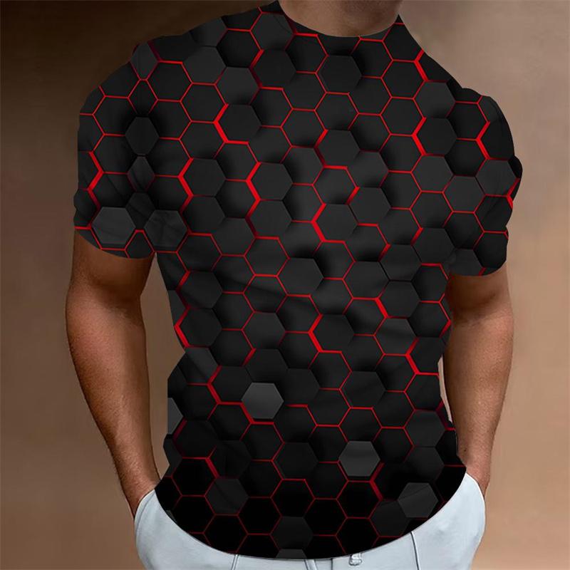 Funny Geometry Pattern T Shirt For Men Fashion 3D Printed Tees Summer Casual Short Sleeve Round Neck Tops Oversized T-Shirts