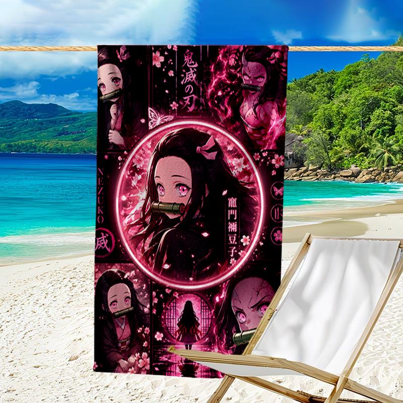 Ghost Slayer's Night Beach Towel - Soft, Absorbent Microfiber, Lightweight, Ideal for The Beach, Parties, Travel, Camping fan gifts