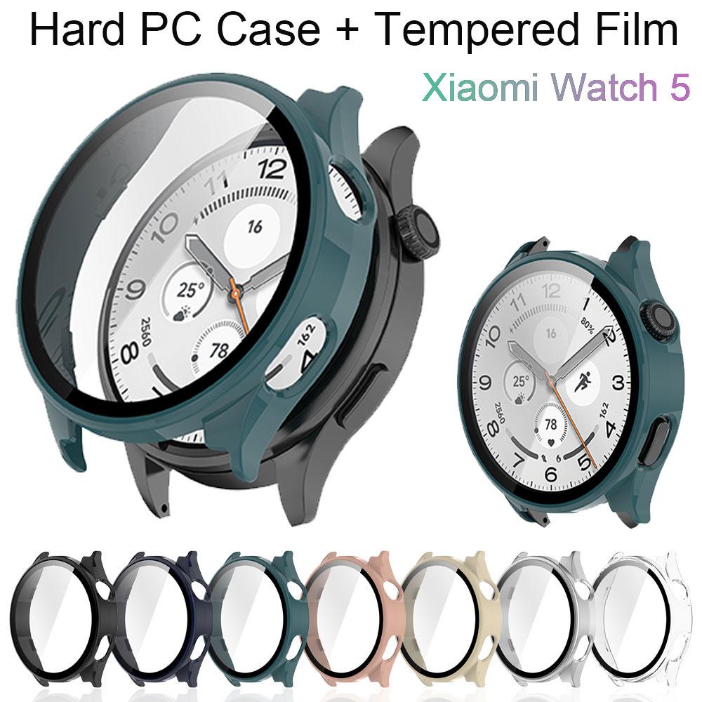 Hard Watch PC Case + Tempered Film for Xiaomi Watch 5 Anti-drop Bumper Shell Smartwatch Replacement Cover for Xiaomi Watch5