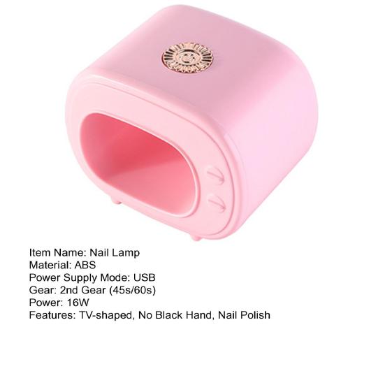 Prenosná mini lampa na nechty s USB napájaním Priestorovo úsporný dizajn v tvare televízora Nie je čierny lak na nechty na nechty rýchlo schnúci strojček na manikúru