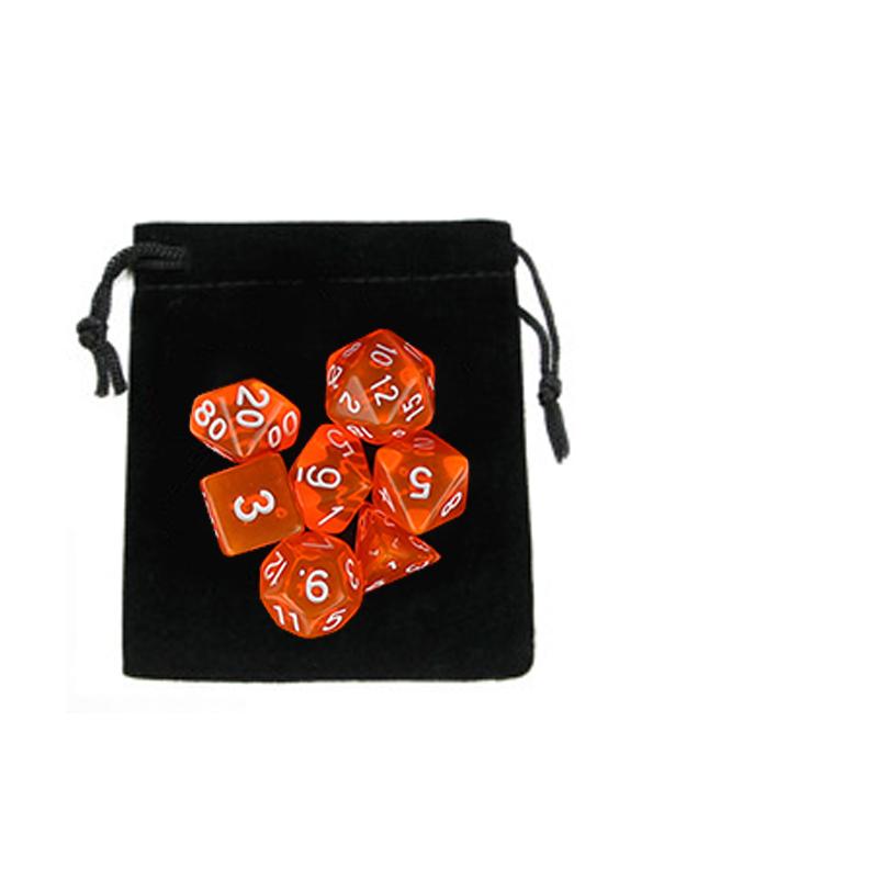 7pc/lot DND Dice Set with Velvet Dice Bag D4,D6,D8,D10,D10%,D12,D20 Colorful Accessories for Board Game,DnD, RPG GYH