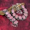 Rhodonit 925 Sterling Silber Halskette & Armband Schmuckset, wunderschönes Edelstein Schmuckset handgemachter Naturschmuck als Geschenk