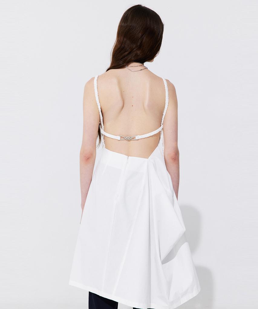 WNDERKAMMER Shirring Back Line Layered Dress_White