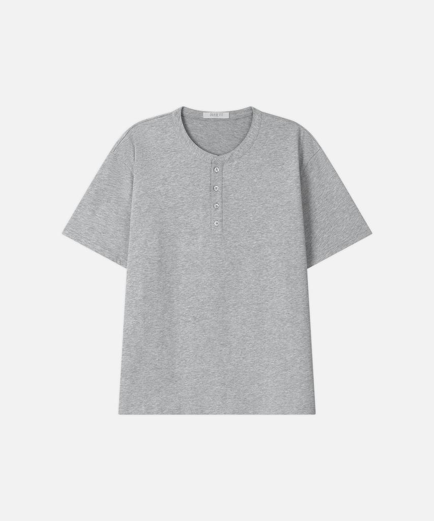 DRAW FIT Cotton Henley Neck Half T-Shirt [3 Colors]