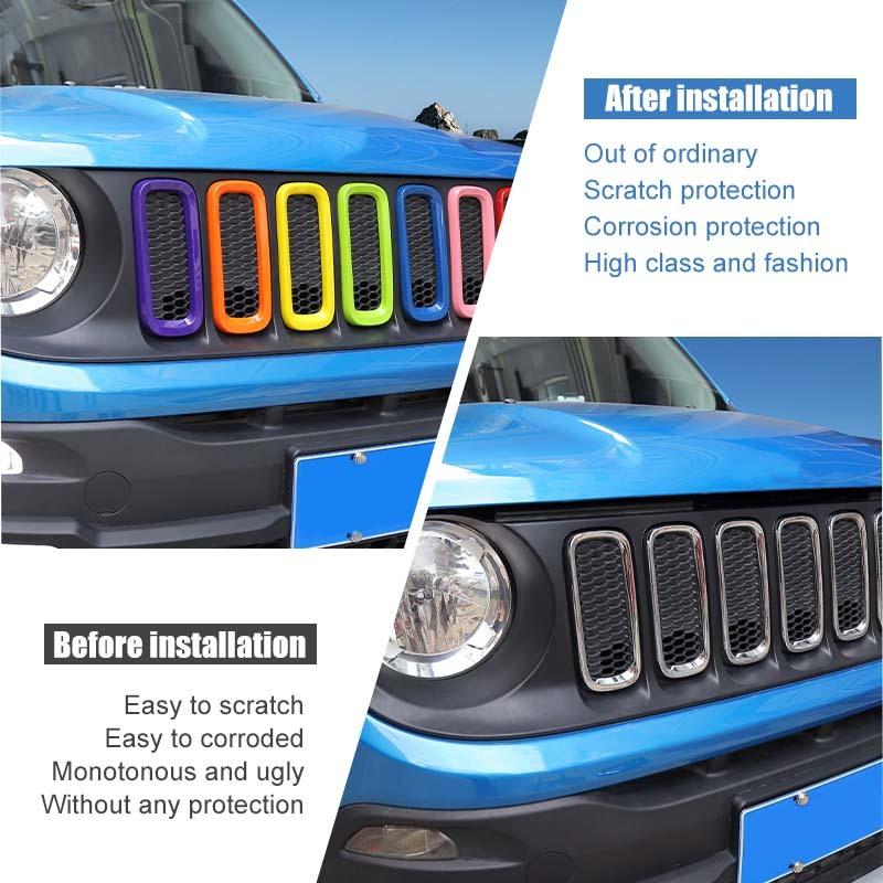 ABS Car Grille Cover Decoration Stickers For Jeep Renegade 2016  Up Car Exterior Accessories