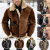 New Men's Faux Suede Fleece Lined Jacket, Thickened Colorblock Casual Coat, European American Style Outerwear for Wholesale