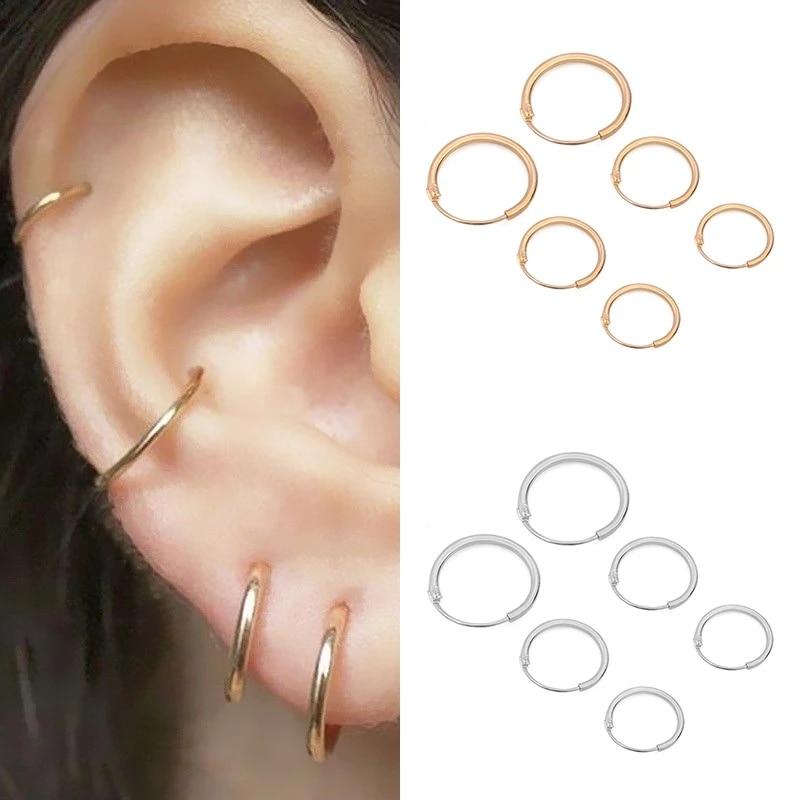 Boucle d'oreille créole dorée pour femmes Mode Couleur noir argent Punk Boucles d'oreilles homme Boucles d'oreilles créoles Hip Hop Bijoux Unisexe