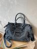 2026 Retro Denim Motorcycle Bag with Patchwork and Rivet Decoration – Crossbody, Shoulder, Handbag