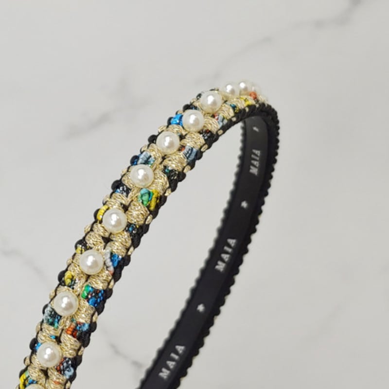 Maia Pearl Bead Headband - Gold
