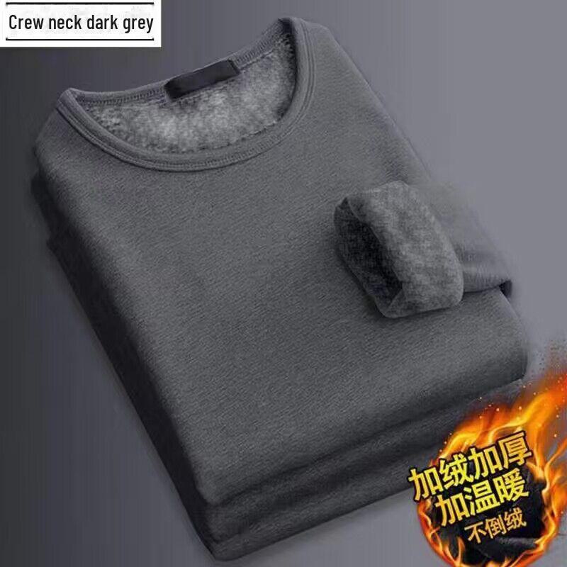 Men's Autumn/Winter Plus Velvet Thick Warm Long-Sleeve Round Neck T-Shirt