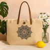 Tote Bag Natural Leather Handles Flower of Life