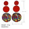 New Bohemian Long Earrings Europe US Exaggerated Personality Baking Paint Color Stripe Wooden Vintage Ethnic Style Ear Ring Gift