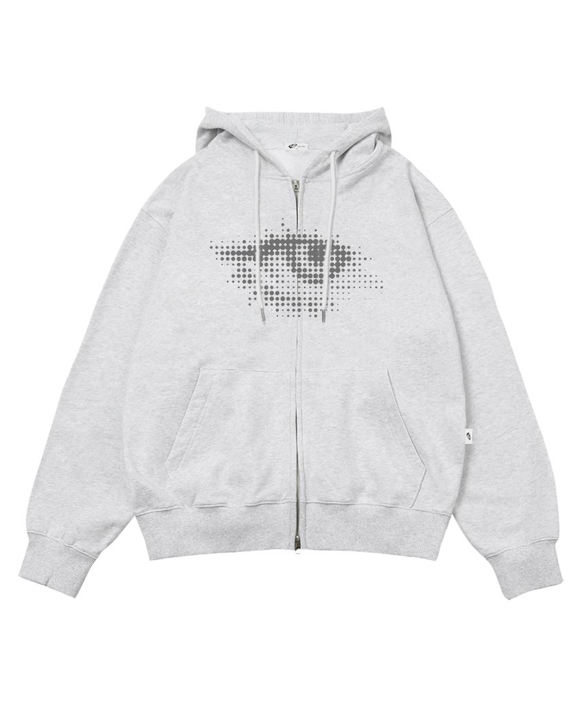 Escapefrom One-Eyed Print Two-Way Zip-Up Hoodie White Melange