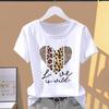 (Asiatische Größe) Graphic Tee T Kleidung Liebe Herz Brief Trend Nette Lässige Mode Druck Weibliche Casual frauen Top Kurzarm T-shirt