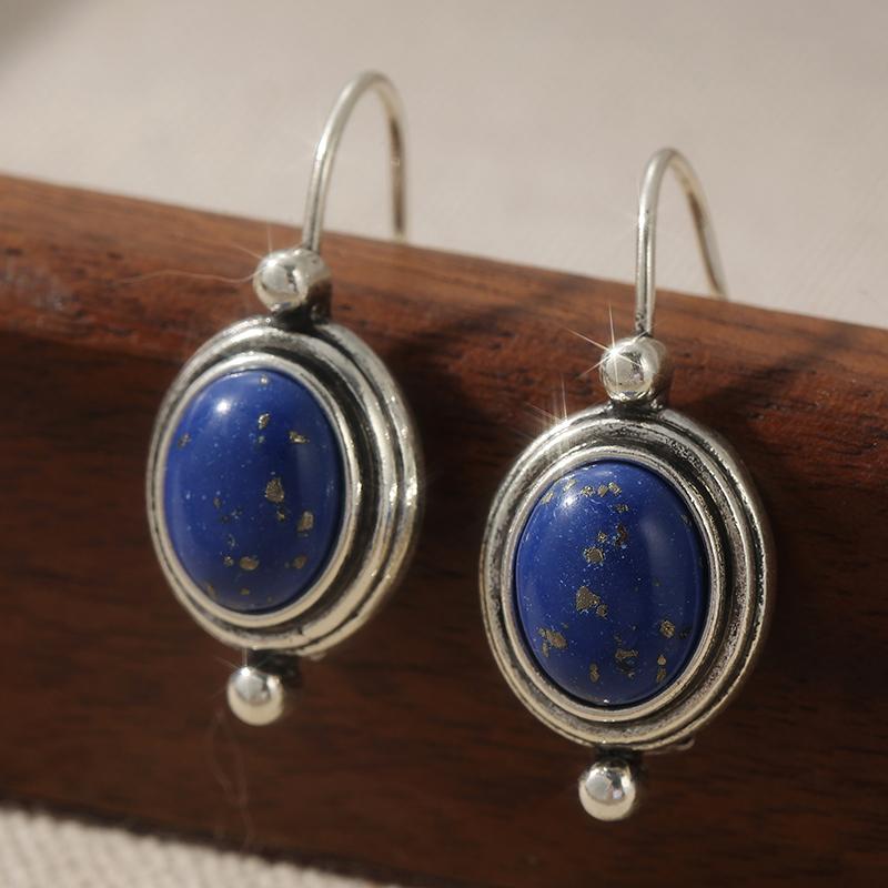 Retro Elegant Imitation Pearl Round Silvery Plated Pendant Earrings Women Handcrafted Copper Jewelry Accessories Exquisite Gifts