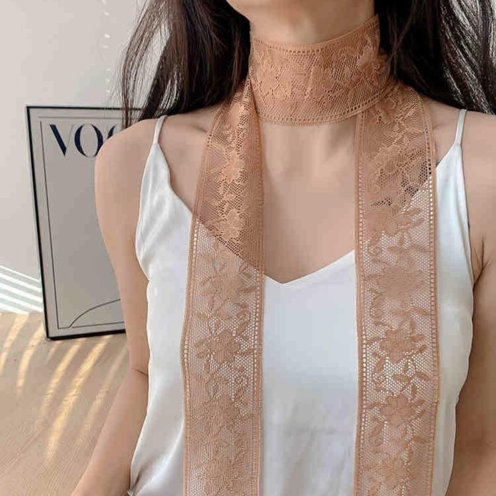 Floral Embroidery Evening Party Scarves Soft Neckerchief Retro Lace Neck Strap  Dress Decoration