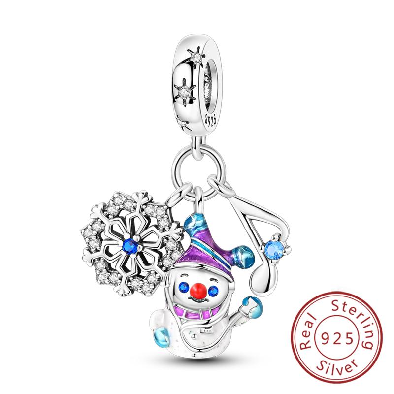 Abalorios de Cobre Originales Abalorios Copo de Nieve de Invierno Muñeco de Nieve Iglú Colgante Pingüino Ajuste Abalorios de Pulsera Joyería para Mujer Regalo