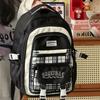 Schulrucksack neu große Kapazität Schüler-Schulrucksack kariert kontrastierende Farbe College-Stil mehrschichtiger Rucksack Reise Mittelstufen-Schulrucksack