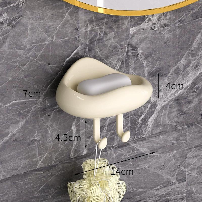 Cute Cloud Shape Wall Mounted Soap Dish Bathroom Organizer Storage Holder with Drainage for Shower Kitchen