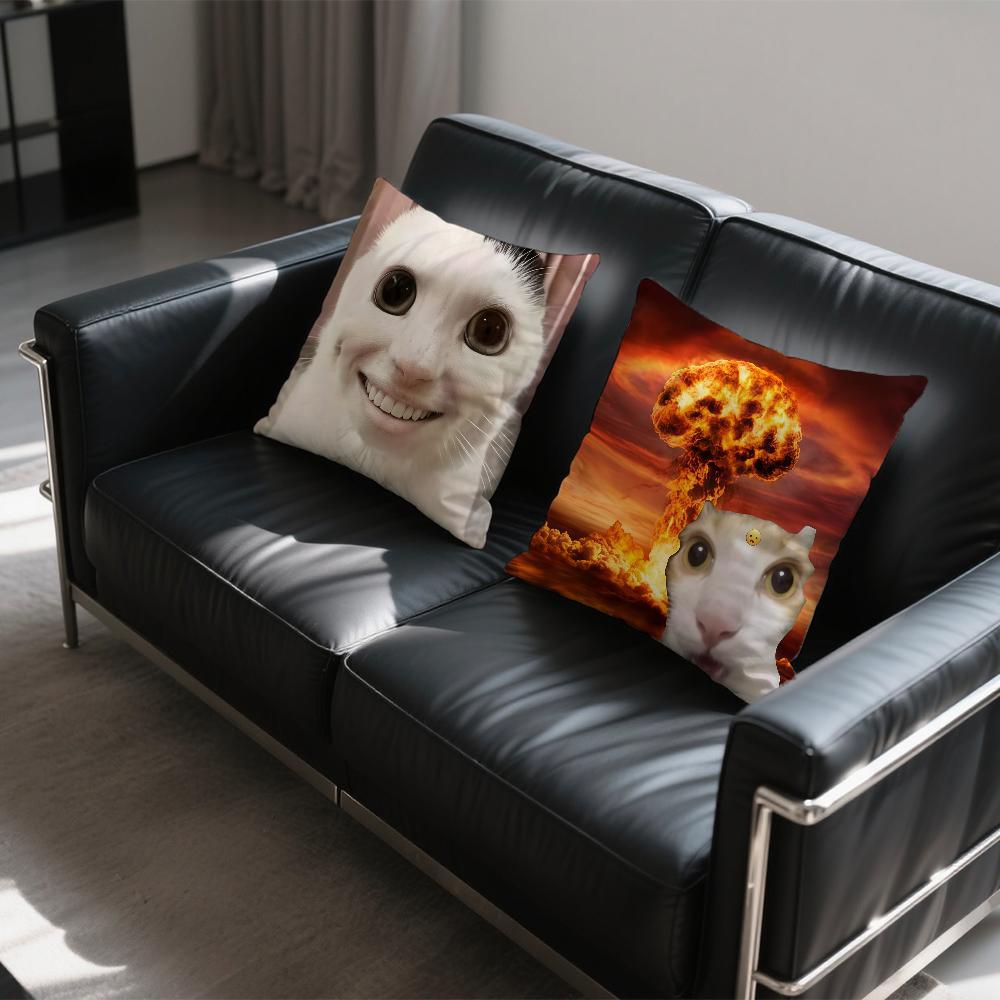Cushion Funny Cover Square Sofa Cushion Meme Cover Casual Cat Skin-Friendly Comfortable Pillow Cover