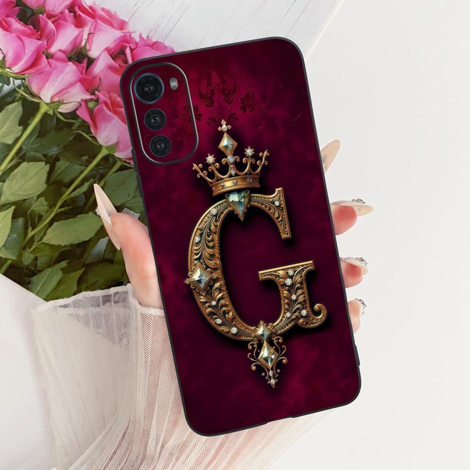For Motorola Moto E32 Case MotoE32s Luxury Crown Letters Cover Soft Silicone Phone Case For Moto E32s MotoE32 s Back Cover Coque