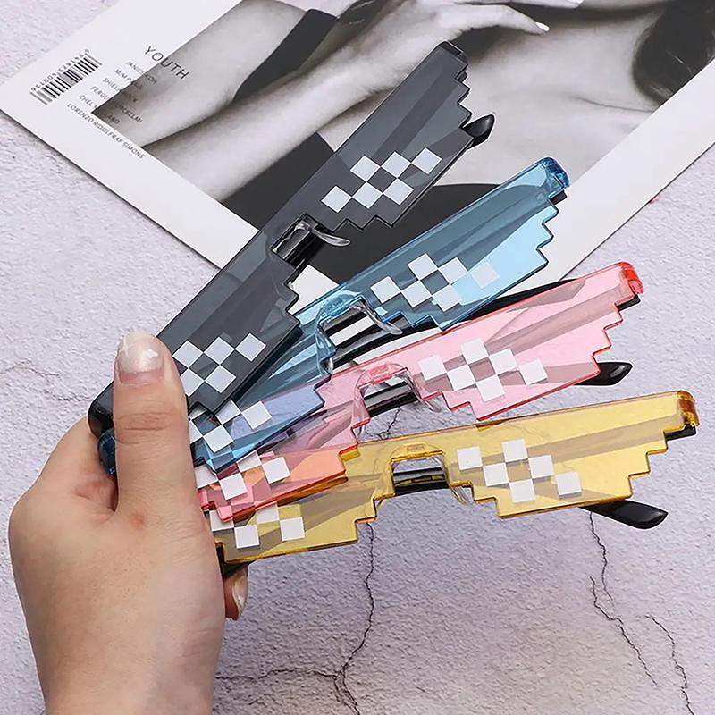Retro Men & Women Birthday/Party Favors Gamer Robot Sunglasses Pixel Mosaic Sunglasses Thug Life Sunglasses