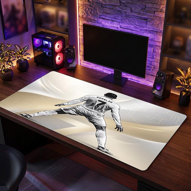 Cristiano Ronaldo Crest Mouse Pad, Extended Non Slip Rubber Desk Mat for Gaming Office Laptop Fan Gift