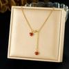 Yao Long Turquoise Heart Tassel Clavicle Chain - 18k Gold Plated, Personalized & Simple Design