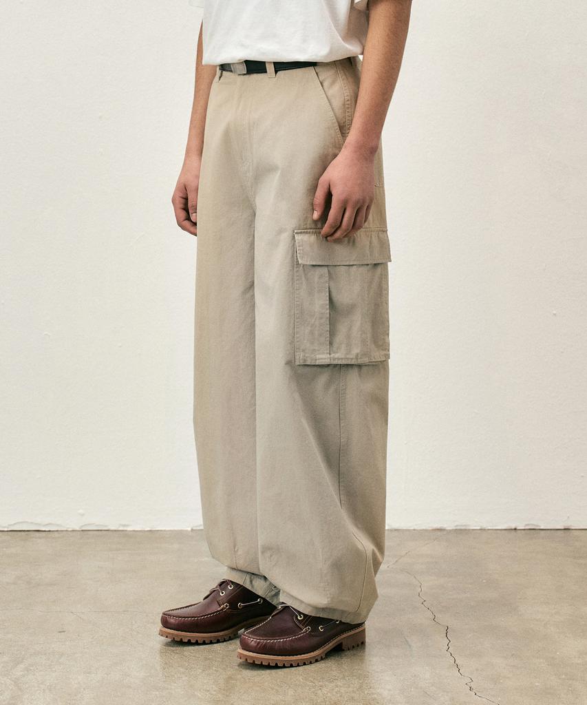 COSTUME O’CLOCK Cotton Washed Balloon Cargo Pants Beige Coospt244Beige
