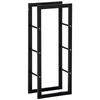 Metal Firewood Log Holder Tall Firewood Rack Indoor Outdoor Fireplace Wood Storage Shelf with Side Rails, Rust-Resistant, Black, 40W X 25D X 100H Cm