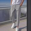 Sommar Tunn Isilke Niopunktsbyxor för Herr Casual Byxor Trendiga Nya Smala Fötter Smala och Löst Raka Unga