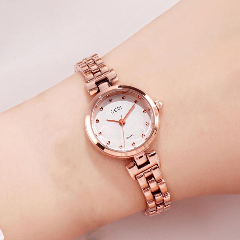 Gedi Rose Gold Ladies Watch With Sparkling Embellishments Water Resistant For Casual Wear