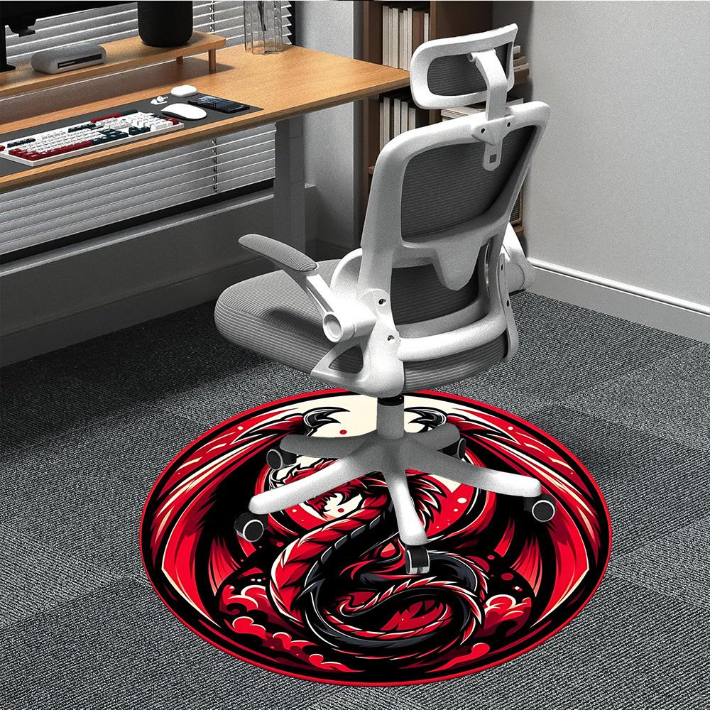 1pc Dragon Circle Office Round Area Rug, Under Office Chairs Bedroom Living Room Home Decor, Room Deco, Available In Various Sizes