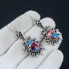 King Man Pink Spiny Oyster Dahila Turquoise Gemstone Earring, Oval Earring 925 Sterling Silver Earring, BirthStone Earring, Women's Earring