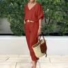 Women Blouse and Pants Summer Two Piece Trousers Suit Set
