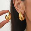 Trendy Vintage Chunky Dome Drop Earrings for Women Golden Color Stainless Steel Personality Glossy Teardrop Earring Jewelry Gift