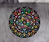 Tapis Rond Mandala Coloré Lavable Tapis de Chambre Tapis de Sol Pivotant pour Chaise Chambre à Coucher Salon Tapis de Sol Amusants pour Chambre d'Enfant